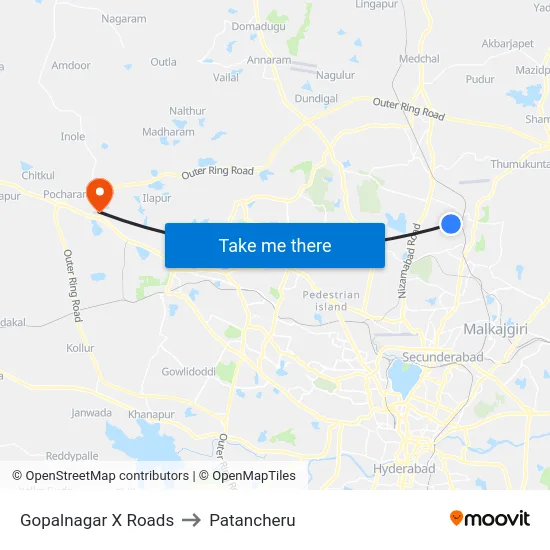 Gopalnagar X Roads to Patancheru map