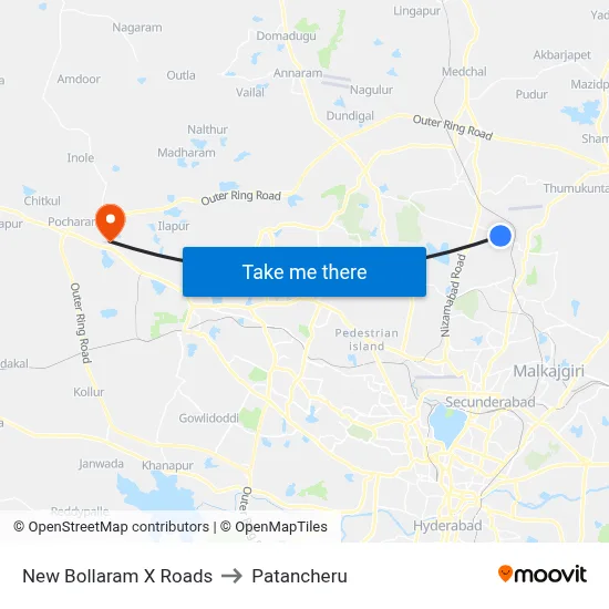 New Bollaram X Roads to Patancheru map