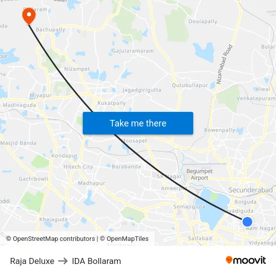 Raja Deluxe to IDA Bollaram map