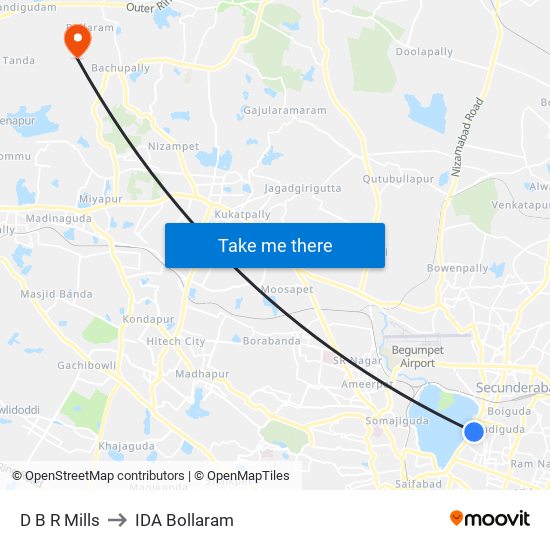 D B R Mills to IDA Bollaram map