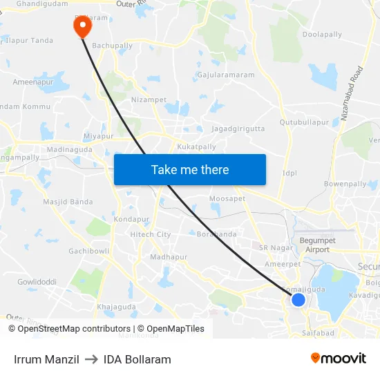 Irrum Manzil to IDA Bollaram map