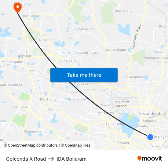 Golconda X Road to IDA Bollaram map