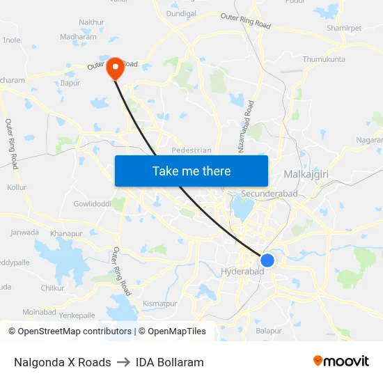 Nalgonda X Roads to IDA Bollaram map