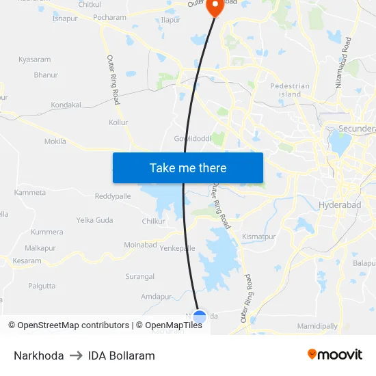 Narkhoda to IDA Bollaram map