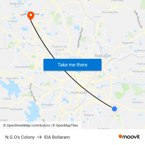 N.G.O's Colony to IDA Bollaram map