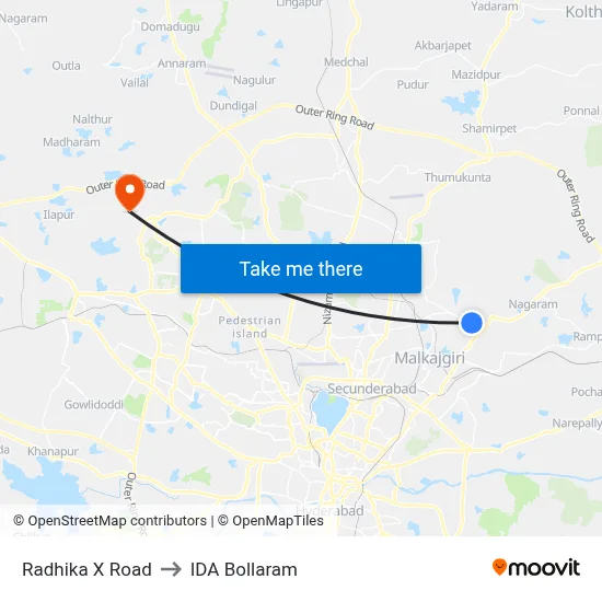 Radhika X Road to IDA Bollaram map