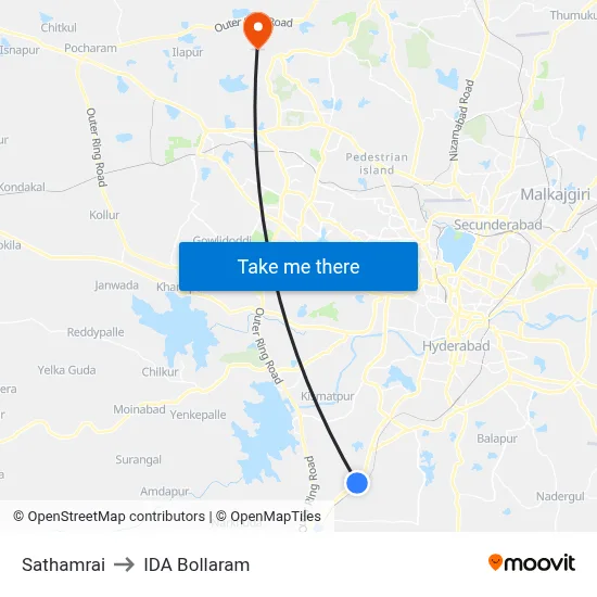 Sathamrai to IDA Bollaram map