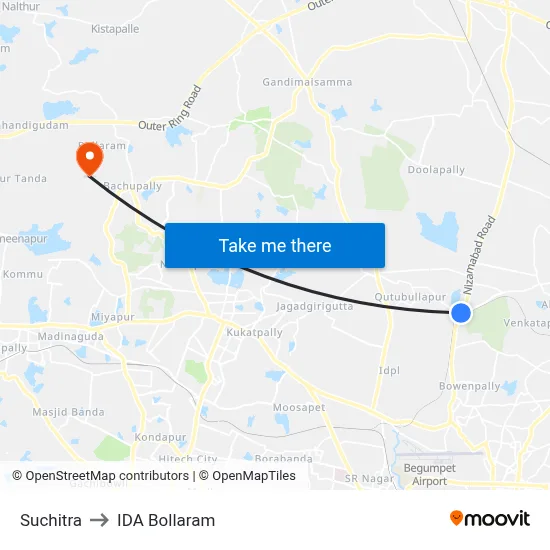 Suchitra to IDA Bollaram map