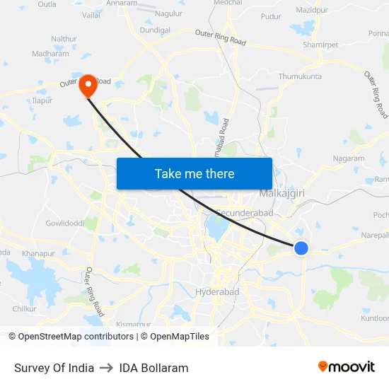 Survey Of India to IDA Bollaram map