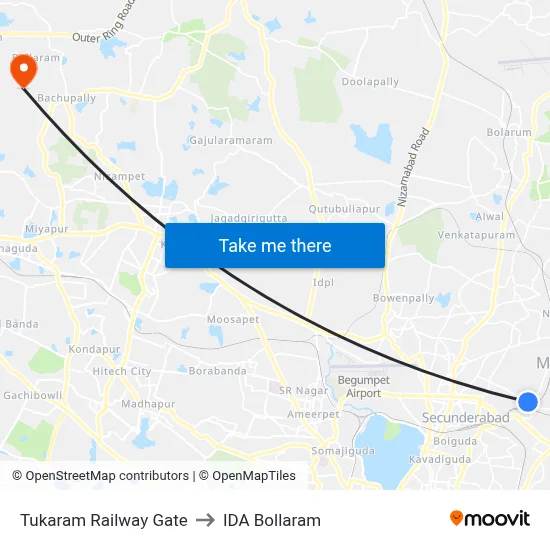 Tukaram Railway Gate to IDA Bollaram map
