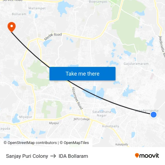 Sanjay Puri Colony to IDA Bollaram map