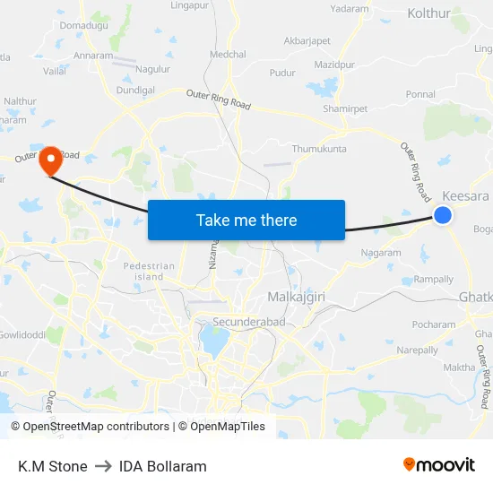 K.M Stone to IDA Bollaram map