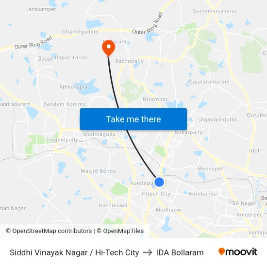 Siddhi Vinayak Nagar / Hi-Tech City to IDA Bollaram map