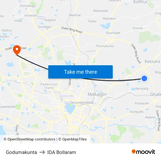Godumakunta to IDA Bollaram map