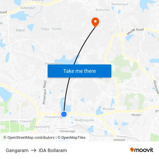 Gangaram to IDA Bollaram map