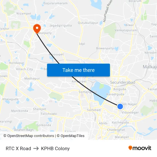 RTC X Road to KPHB Colony map