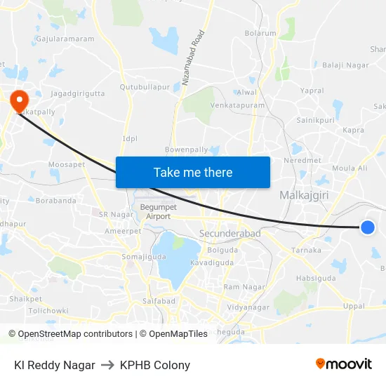 Kl Reddy Nagar to KPHB Colony map