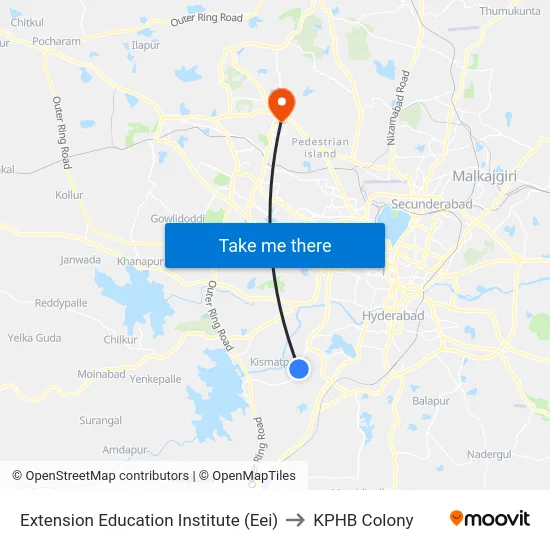 Extension Education Institute (Eei) to KPHB Colony map