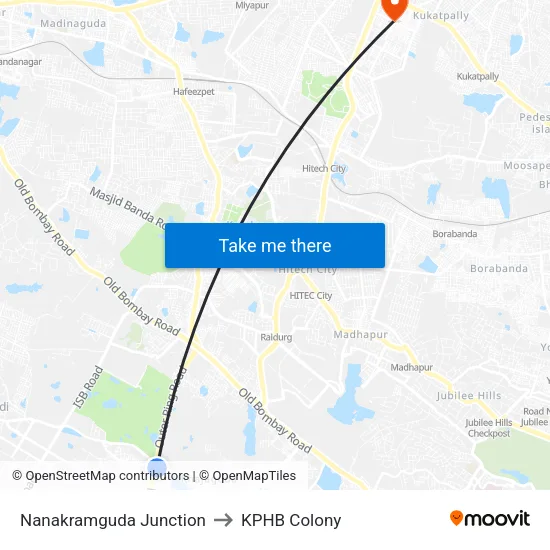 Nanakramguda Junction to KPHB Colony map