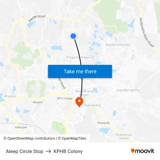 Aleep Circle Stop to KPHB Colony map