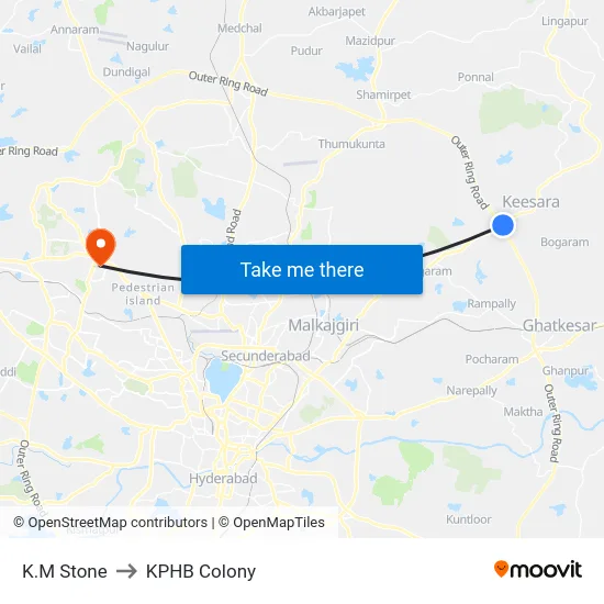 K.M Stone to KPHB Colony map