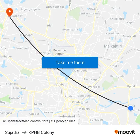 Sujatha to KPHB Colony map