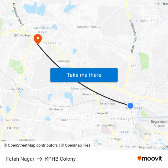 Fateh Nagar to KPHB Colony map