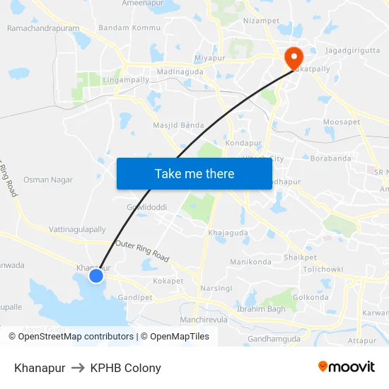 Khanapur to KPHB Colony map