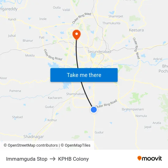 Immamguda Stop to KPHB Colony map