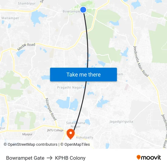 Bowrampet Gate to KPHB Colony map
