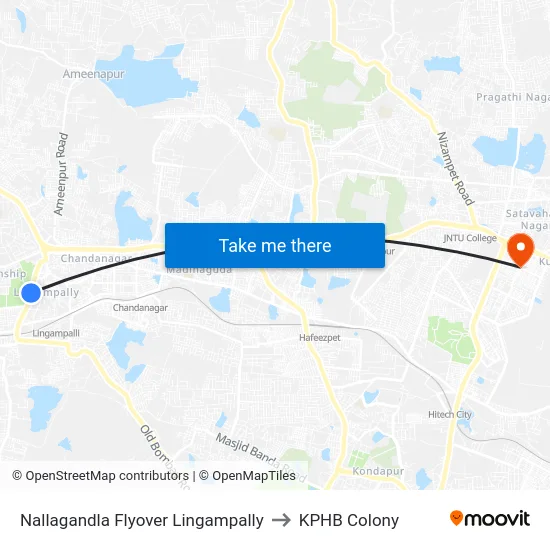 Lingampally Railway Station to KPHB Colony map