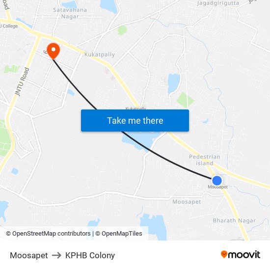 Moosapet to KPHB Colony map