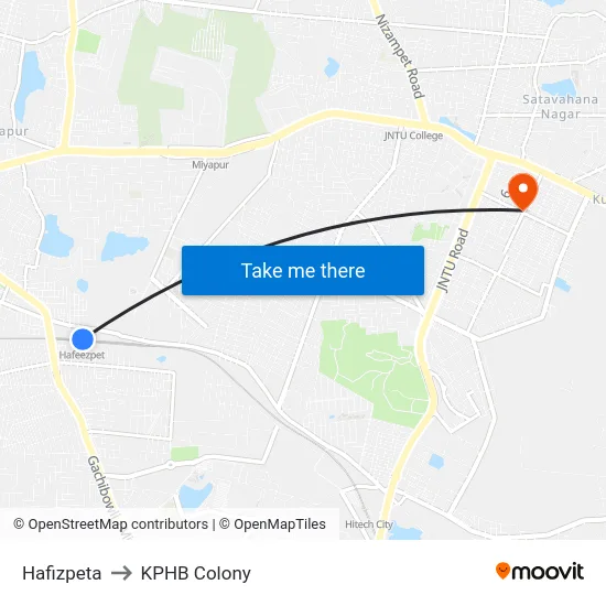 Hafizpeta to KPHB Colony map