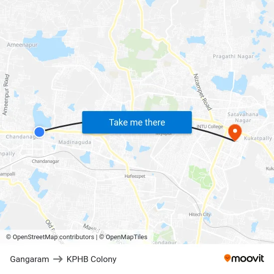 Gangaram to KPHB Colony map