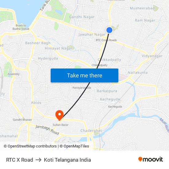 RTC X Road to Koti Telangana India map