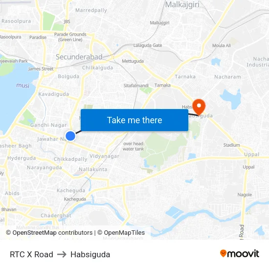 RTC X Road to Habsiguda map