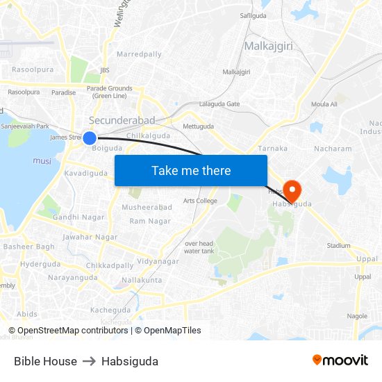 Bible House to Habsiguda map