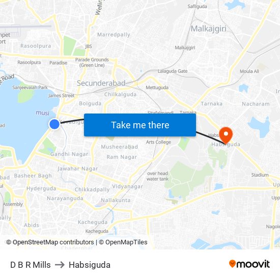 D B R Mills to Habsiguda map