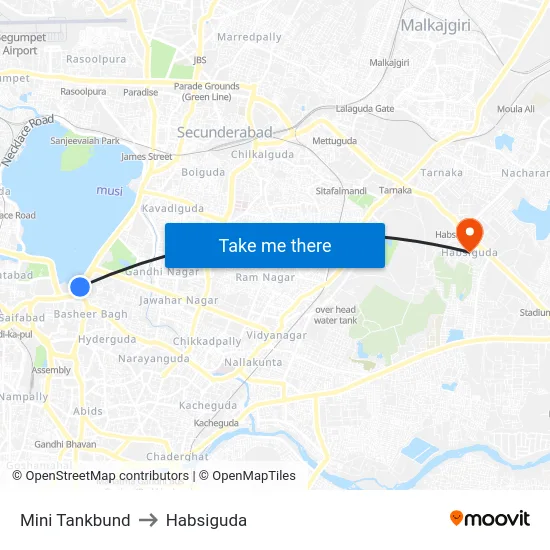 Mini Tankbund to Habsiguda map