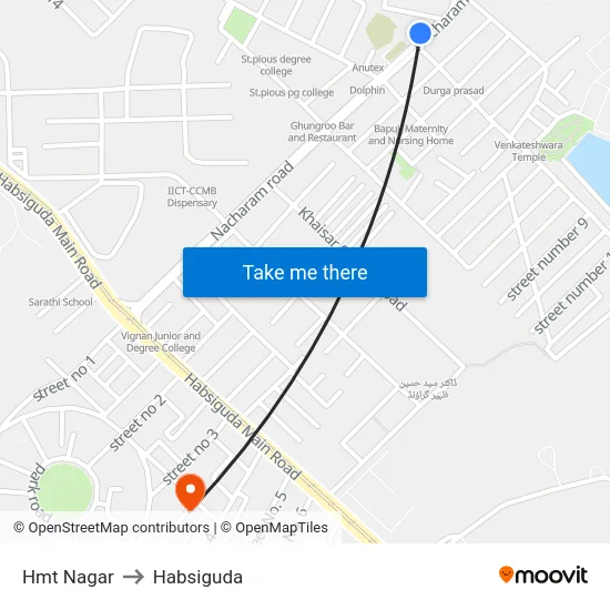 Hmt Nagar to Habsiguda map