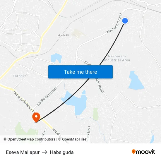 Eseva Mallapur to Habsiguda map