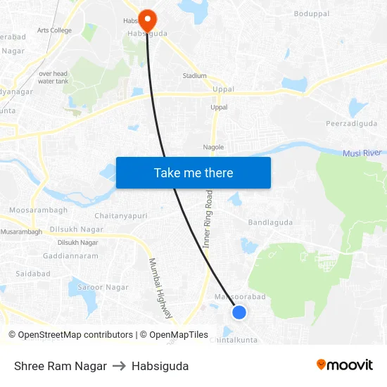 Shree Ram Nagar to Habsiguda map