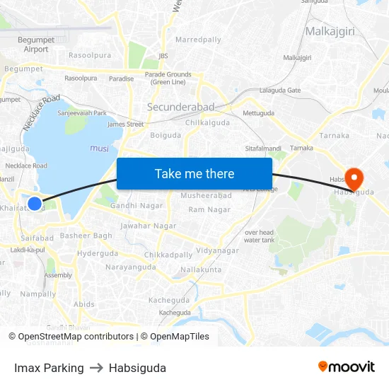 Imax Parking to Habsiguda map
