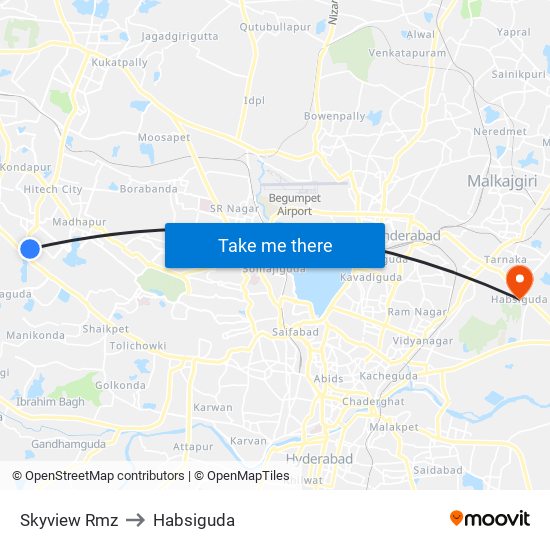 Skyview Rmz to Habsiguda map