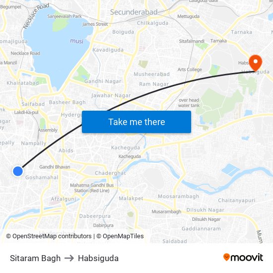 Sitaram Bagh to Habsiguda map