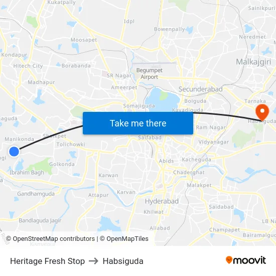 Heritage Fresh Stop to Habsiguda map