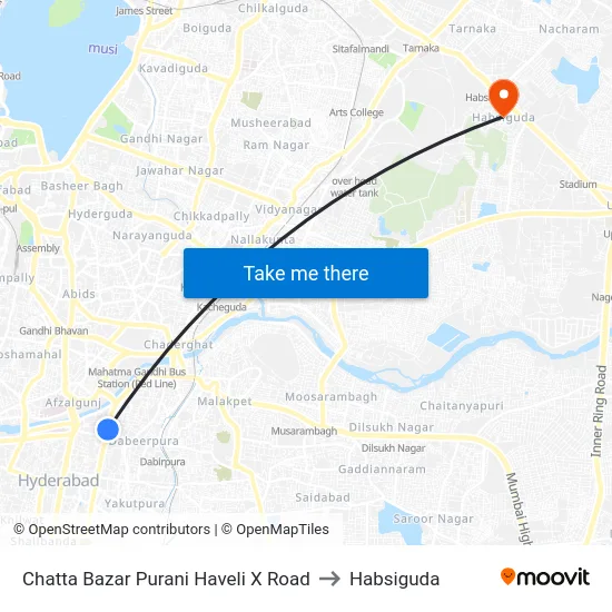 Chatta Bazar Purani Haveli X Road to Habsiguda map