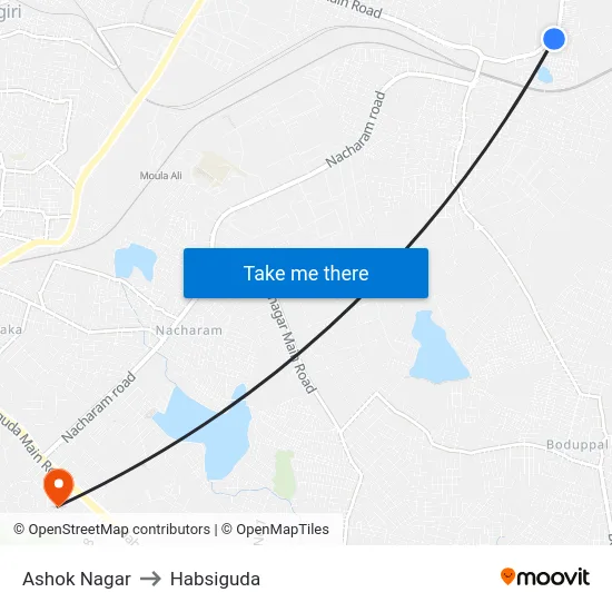 Ashok Nagar to Habsiguda map