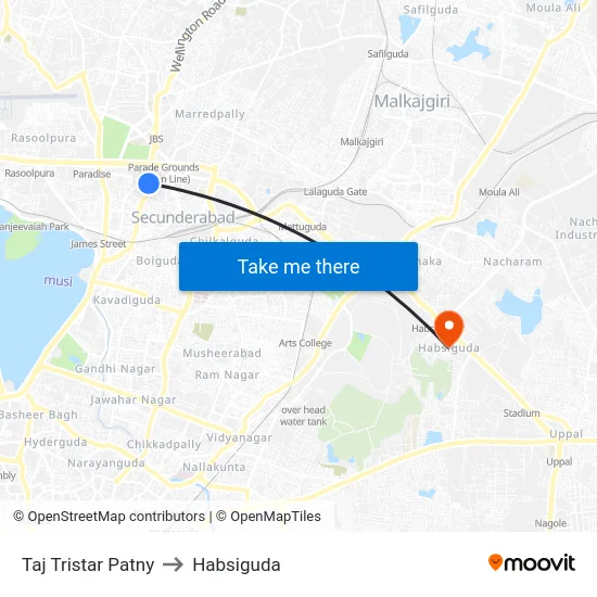 Taj Tristar Patny to Habsiguda map