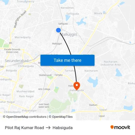 Pilot Raj Kumar Road to Habsiguda map
